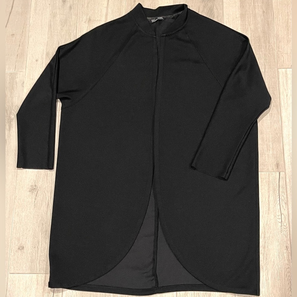 Zara Black Long Sleeve Lightweight open cardigan Overshirt stand up collar S
